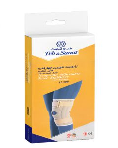 زانوبند نئوپرن چهارفنره قابل تنظیم سایز XL کد 41500 طب و صنعت