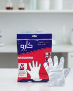 دستکش نایلونی یکبار مصرف کارو بسته 100 عددی