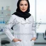 روپوش پزشکی زنانه مدل بهار پارچه ترگال کجراه