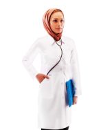 روپوش پزشکی زنانه کمر پیله دار پارچه کجراه